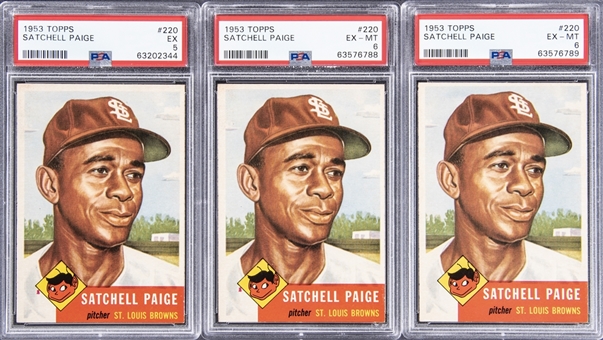 1953 Topps #220 Satchell Paige PSA-Graded Trio (3)